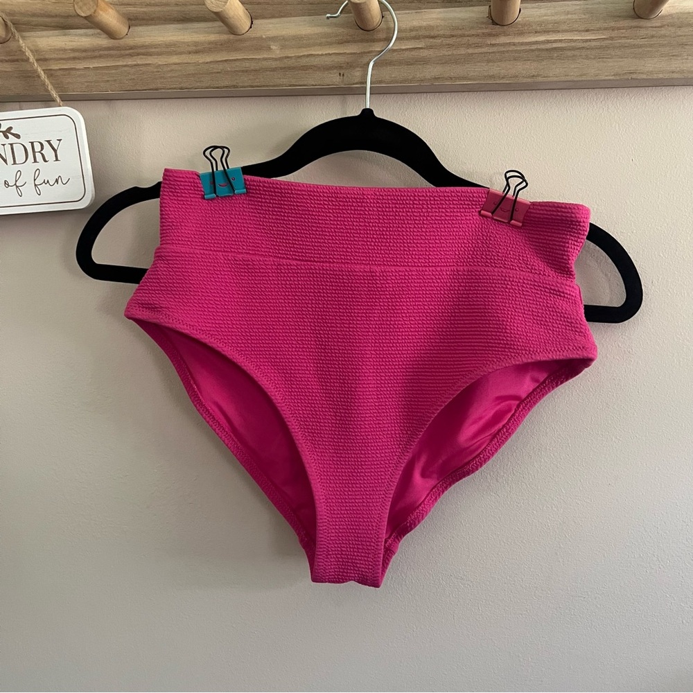 Pink High Waisted Bikini Bottoms Size SMALL